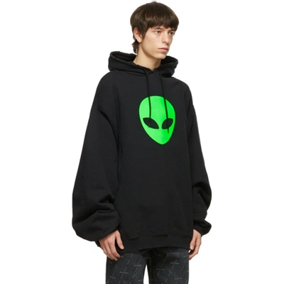 Shop Balenciaga Black Alien Sport Hoodie In 9113 Black/