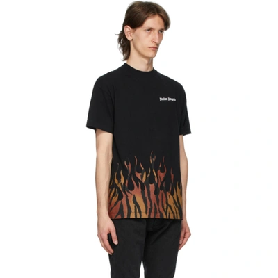 Shop Palm Angels Black Tiger Flames T-shirt