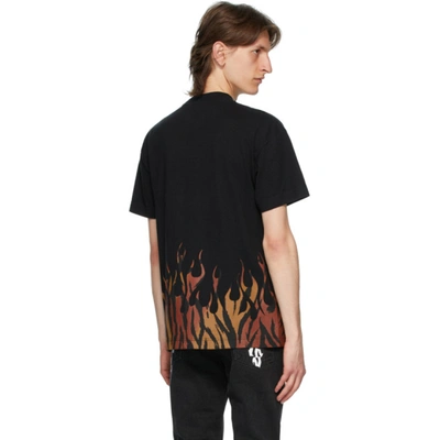 Shop Palm Angels Black Tiger Flames T-shirt
