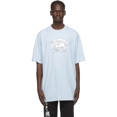 Shop Vetements Blue Magic Unicorn T-shirt In Baby Blue 14619870