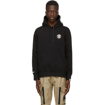 Shop Aape By A Bathing Ape Black Logo Patch Hoodie In Bkx - Blk