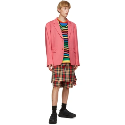 Shop Comme Des Garçons Homme Deux Pink Arm Slit Blazer In 2 Dkpink