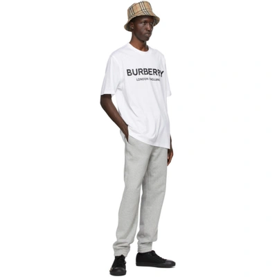 Shop Burberry Grey Addison Logo Graphic Lounge Pants In Pale Grey M