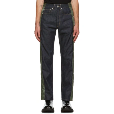 Shop Alexander Mcqueen Blue & Khaki Hybrid Jeans In 4001 Bluwas