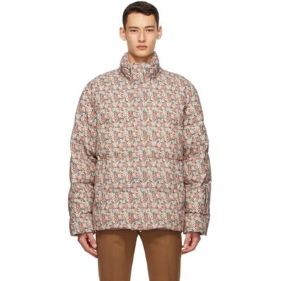 Shop Gucci Multicolor Liberty London Edition Down Floral Jacket In 6176 Flame/