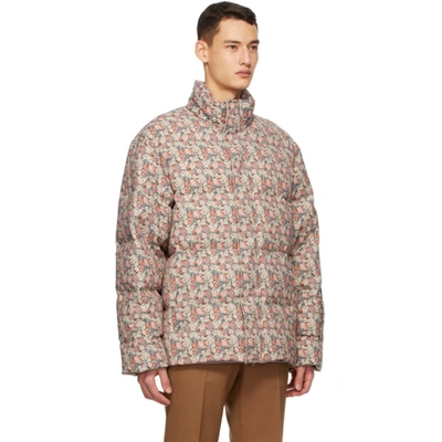 Shop Gucci Multicolor Liberty London Edition Down Floral Jacket In 6176 Flame/