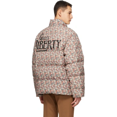 Shop Gucci Multicolor Liberty London Edition Down Floral Jacket In 6176 Flame/