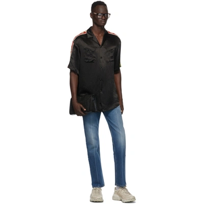 Shop Gucci Black Satin Bowling Shirt In 1043 Blkmix