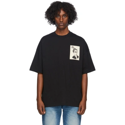 Shop Ami Alexandre Mattiussi Black Anniversary Face Patch T-shirt In Noir/001