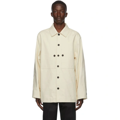 Shop Jil Sander Off-white Piqué Structured Jacket In 102 Porcela