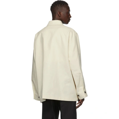 Shop Jil Sander Off-white Piqué Structured Jacket In 102 Porcela