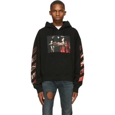 Off-white Caravaggio-print Cotton Hoodie In Black | ModeSens