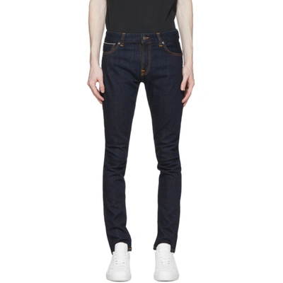 Shop Nudie Jeans Blue Skinny Lin Jeans In Rinse