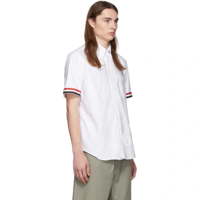 Shop Thom Browne White Grosgrain Cuff Straight Fit Shirt In 100 White