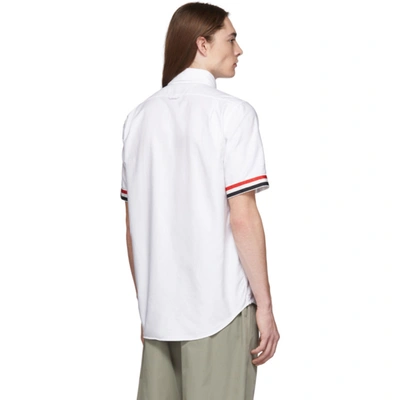 Shop Thom Browne White Grosgrain Cuff Straight Fit Shirt In 100 White