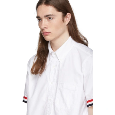 Shop Thom Browne White Grosgrain Cuff Straight Fit Shirt In 100 White