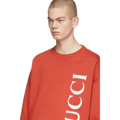 Shop Gucci Red Logo Sweatshirt In 6068 Brick