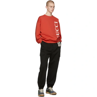 Shop Gucci Red Logo Sweatshirt In 6068 Brick
