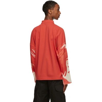 Shop Jw Anderson Red Oversized Long Sleeve Polo In Red 459