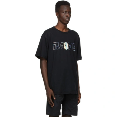 Shop Bape Black Relaxed Aurora Logo T-shirt In Blk