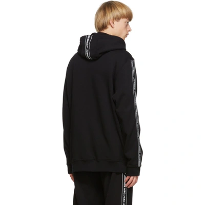 Shop Burberry Black Logo Tape Zip-up Hoodie In Black A1189