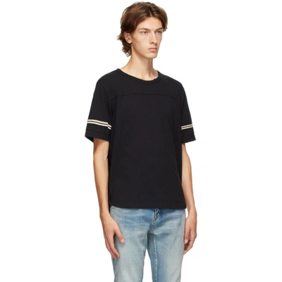 Shop Saint Laurent Black 50's Signature Destroyed T-shirt In 1095 Blkwht