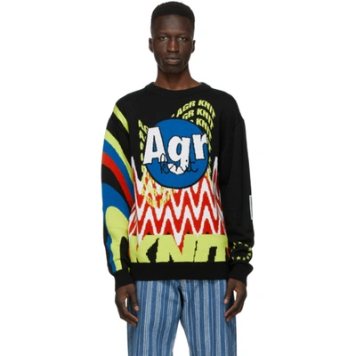 Shop Agr Ssense Exclusive Multicolor Logo Sweater In Black