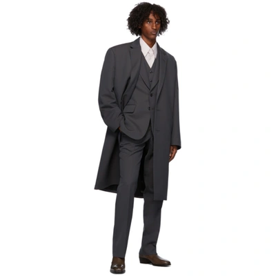 Shop Lemaire Grey Suit Coat In 968 Dark Gr