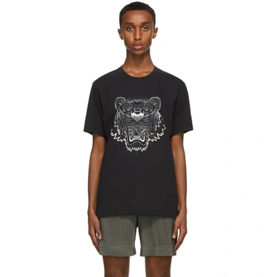 Shop Kenzo Black Gradient Tiger T-shirt In 99 - Black