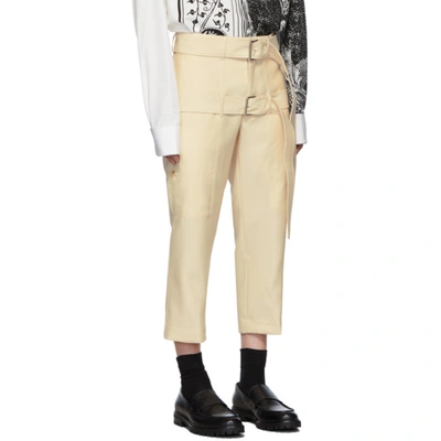 Shop Lanvin Off-white Cropped Double Belt Trousers In 02 Ecru