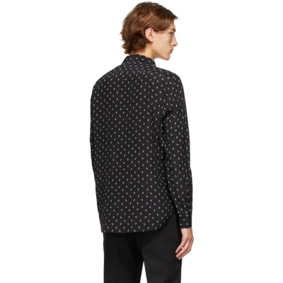 Shop Saint Laurent Black Silk Anchor Shirt In 1095 Blkch