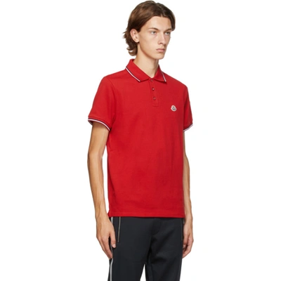 Shop Moncler Red Piqué Polo In 455 Red