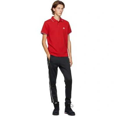 Shop Moncler Red Piqué Polo In 455 Red