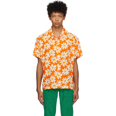 Shop Erl Orange Daisy Short Sleeve Shirt