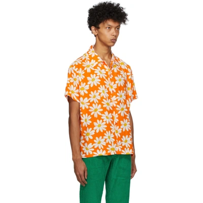 Shop Erl Orange Daisy Short Sleeve Shirt