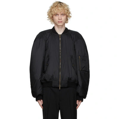 Shop Balenciaga Black Steroid Bomber Jacket In 1000black