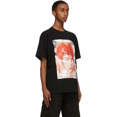 Shop Jw Anderson Black Oversized Printed Face T-shirt In Black 999
