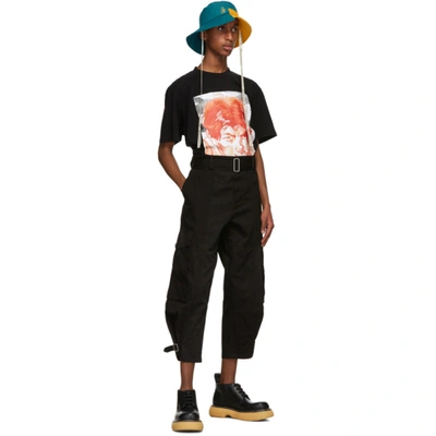 Shop Jw Anderson Black Oversized Printed Face T-shirt In Black 999