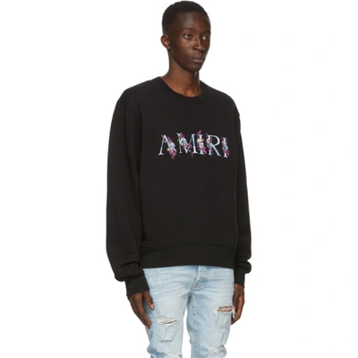 Shop Amiri Black Floral Logo Sweatshirt