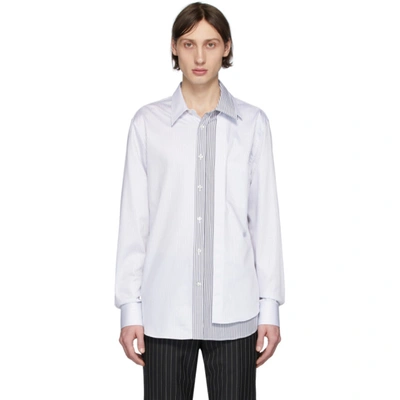 Shop Alexander Mcqueen White & Black Striped Layered Shirt In 9080whtblk