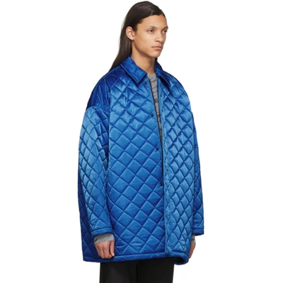 Shop Balenciaga Blue Nylon Quilted Jacket In 4120 Sapphi