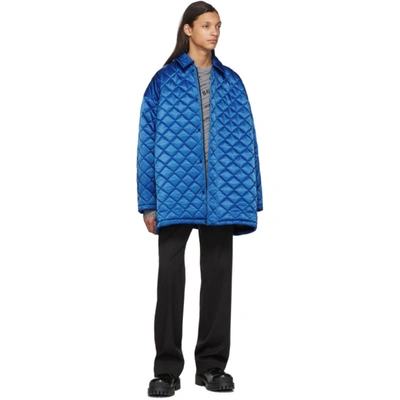 Shop Balenciaga Blue Nylon Quilted Jacket In 4120 Sapphi