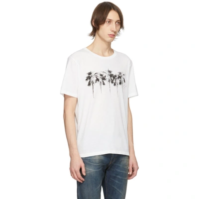 Shop Saint Laurent White Palm T-shirt In 9744 Natrln