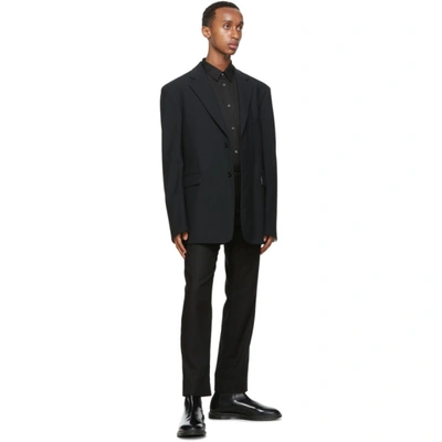 Shop Raf Simons Black Twill Straight Fit Blazer In 00099 Black