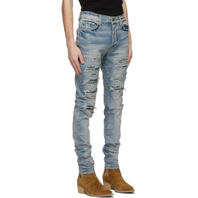 Shop Amiri Blue Bandana Thrash Jeans In Clay Indigo