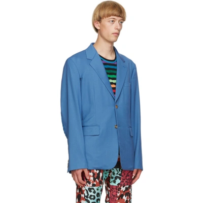 Shop Comme Des Garçons Homme Deux Blue Arm Slit Blazer In 6 Blue