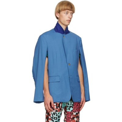 Shop Comme Des Garçons Homme Deux Blue Arm Slit Blazer In 6 Blue