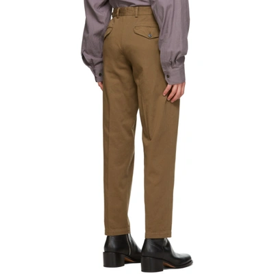 Shop Dries Van Noten Brown Cotton Twill Trousers In Stone