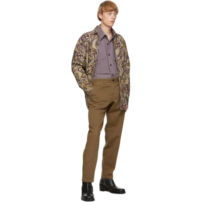 Shop Dries Van Noten Brown Cotton Twill Trousers In Stone
