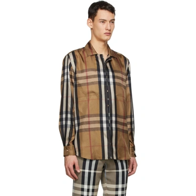 Shop Burberry Brown Silk Twill Reconstructed Shirt In Birch Brown